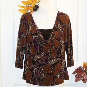 Kim Rogers Petite M Drape Neck Stretch Top Tunic